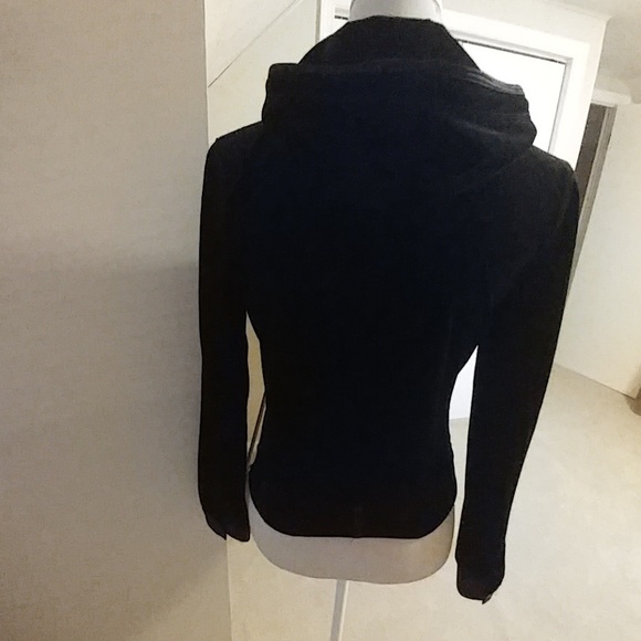NWOT BCBG Max Azria Black Velour & Satin Hoodie - Picture 6 of 7
